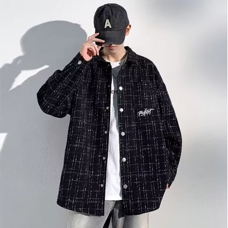 Chanel Style Shirt Jacket Men's Spring and Autumn Ins Fashion Brand Boyfriend Style High Street Loose All-match Couple Jacket