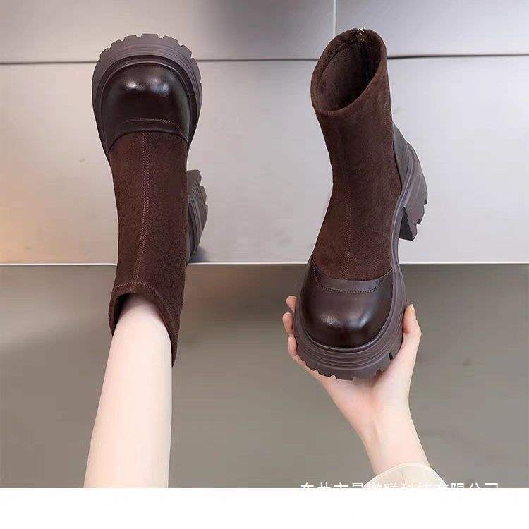 Martin Boots for Women 2025 New Spring Thick-Soled Elastic Fabric Slim Sock Boots Women's Short Boots Spring Martin Boots for Women 2025 New Spring Thick-Soled Elastic Fabric Slim Sock Boots Women's Short Boots Spring
