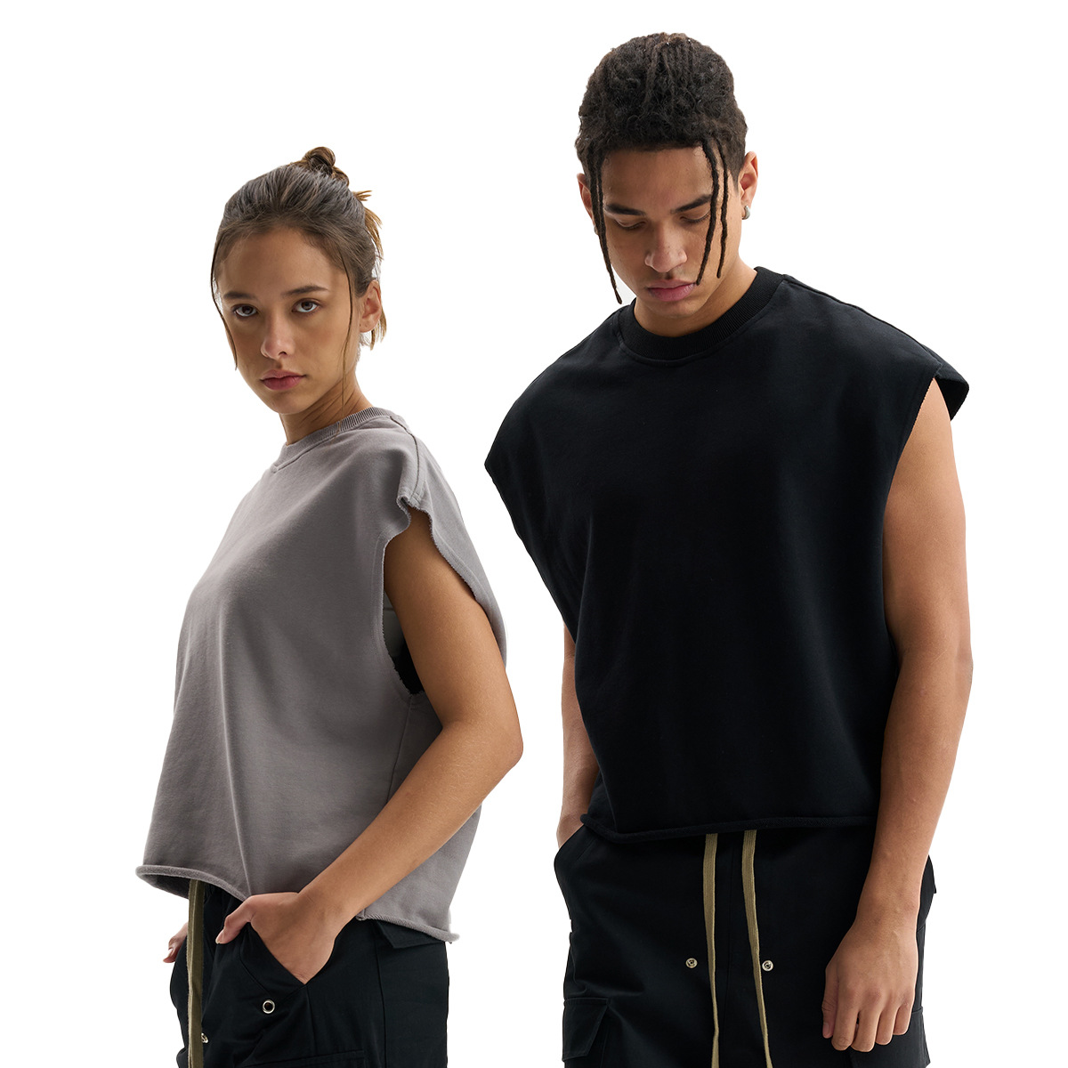 ETAI Hombre| Tela de terry de alta calidad pesada chaleco corto de tendencia de estilo libre borde suelto tipo manga corta