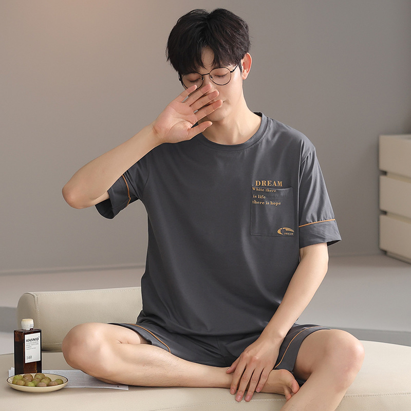 Men's Pajamas Ice Silk Summer Short-sleeved 2024 New Summer Large Size Men's Modal Thin Home Clothes Set Men's Pajamas Ice Silk Summer Short-sleeved 2024 New Summer Large Size Men's Modal Thin Home Clothes Set
