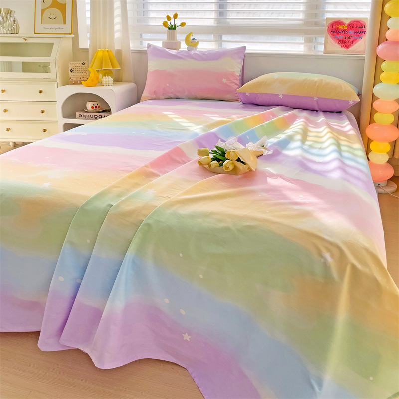 2025 nueva sábana de algodón fresco pequeña pieza individual 100 algodón dormitorio de estudiantes cama individual funda de almohada de tres piezas 2