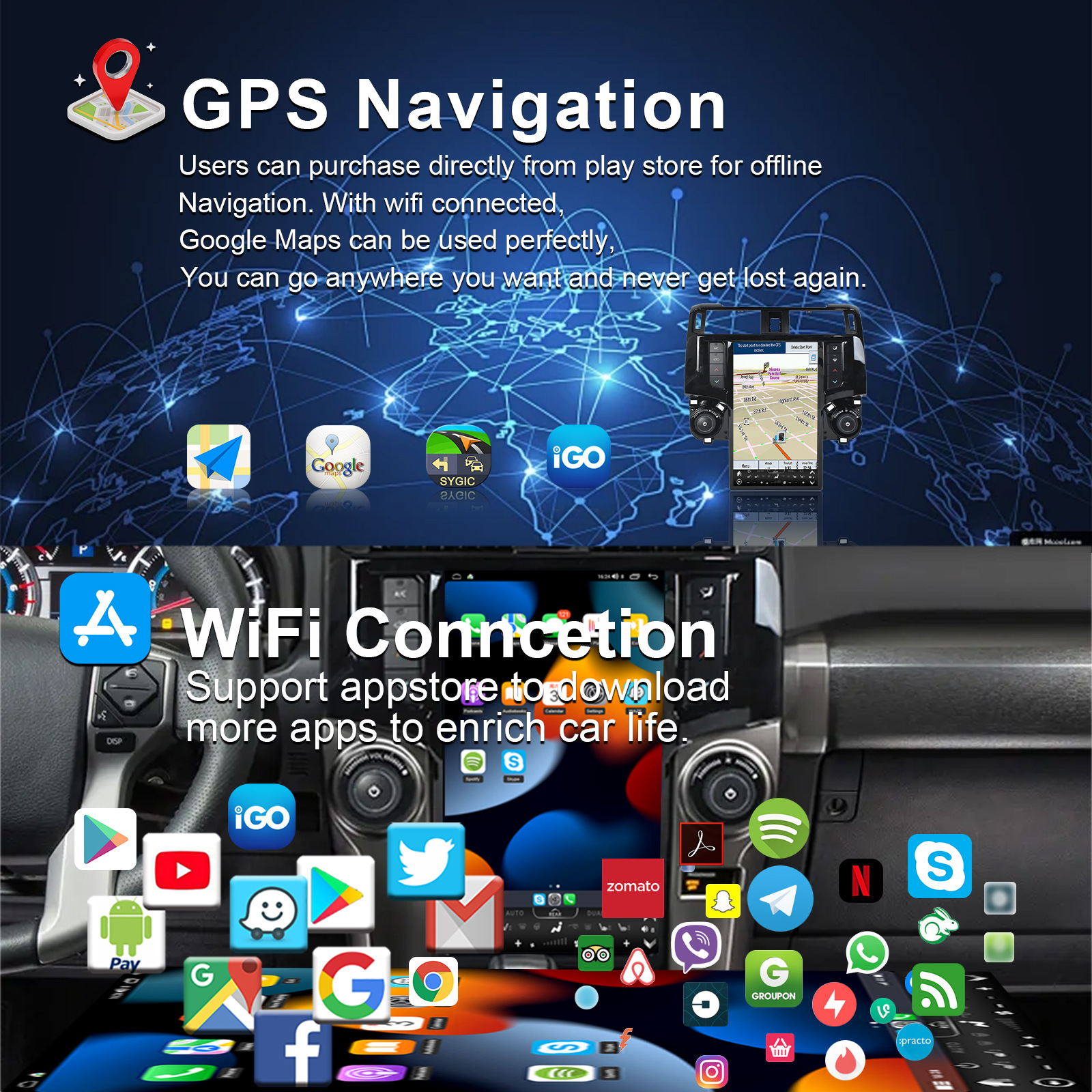 TOYOT 4Runner 2009-2024 car audio and video intelligent navigator car GPS Android navigation