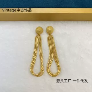 中古vintage电镀真金复古长款扫肩高级感耳钉
