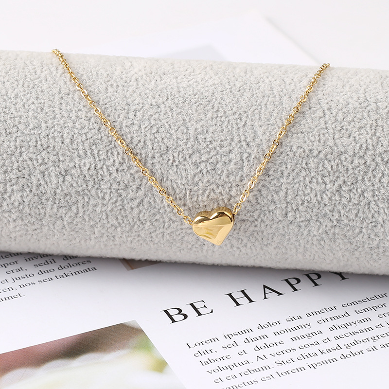 cable chain Chain Type Daily Occasion Wholesale Jewelry Simple Style Heart Shape Titanium Steel Plating Pendant Necklace Cable Chain