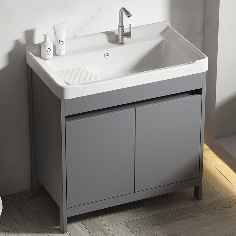 Wholesale Floor-Standing Laundry Cabinet Combination Space Aluminum Ceramic Integrated Washbasin Balcony Outdoor with Washboard