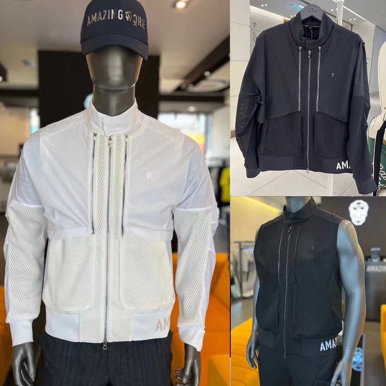 25 Spring and Summer Golf Clothing Men's Zipper Stand Collar Breathable Cold Jacket Detachable and Can Be Used as a Vest