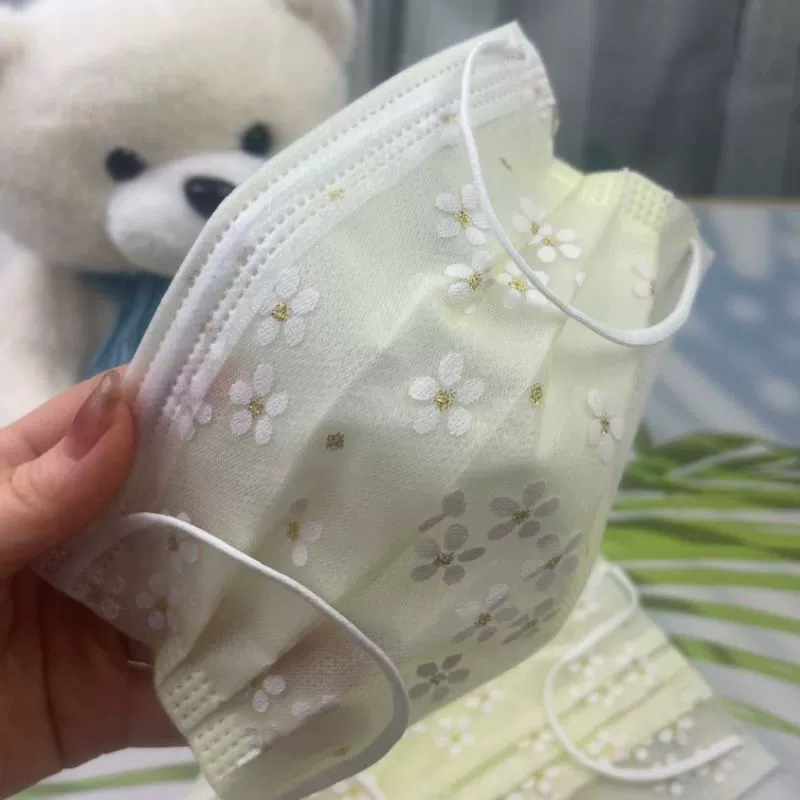 Высокое значение Одноразовая сетчатая маска Слой сетчатой пряжи 1 слой ткани легкая и дышащая светло-желтая вишня милая