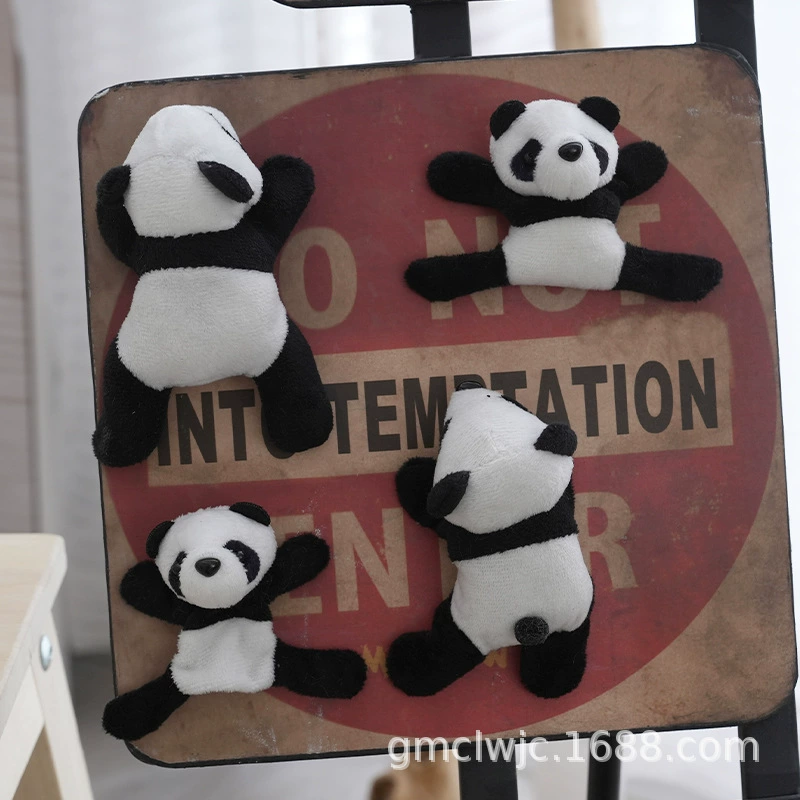 Милая маленькая панда плюшевая наклейка на холодильник куклы мультфильм милый лежащий медведь магнитная наклейка креативный домашний подарок