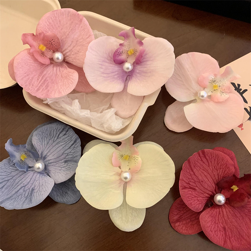 Printemps et été nouveau style chinois fleur Super fée papillon orchidée perle épingle à cheveux pince à bec de canard voyage vacances photographie accessoires pour cheveux pour w_voghion.com