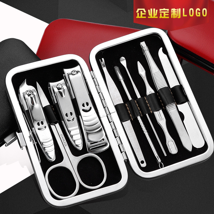 Beauty and Manicure Tool Set, Precision Stainless Steel Nail Clippers, 10-Piece Set, Smiley Face Design, Home Portable Gift Beauty and Manicure Tool Set, Precision Stainless Steel Nail Clippers, 10-Piece Set, Smiley Face Design, Home Portable Gift