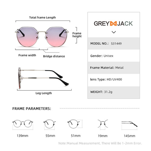 2024 New Internet Celebrity Fashion Gradient Color Sunglasses Women's Ins Cross-Border Sunglasses Anti-UV High-Level Sense