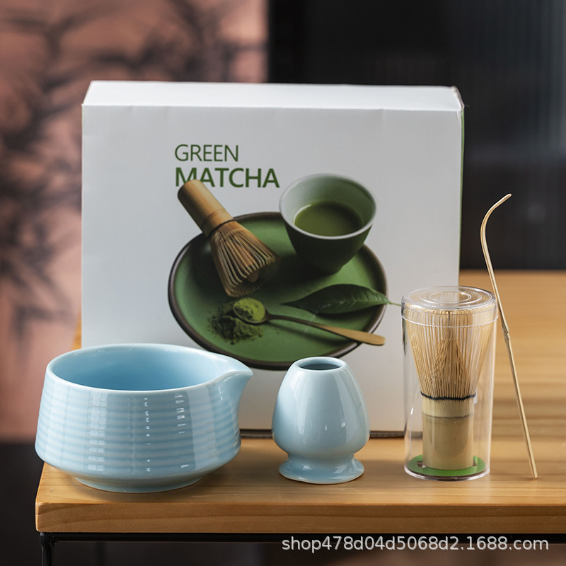 陶磁抹茶茶碗日本式抹茶用セット茶竹抹茶ブラシ百本立宋代茶道ギフトボックス|undefined