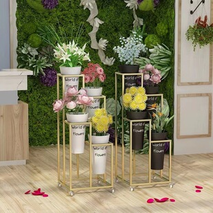 Iron gold geometric square flower stand wedding decoration shelf