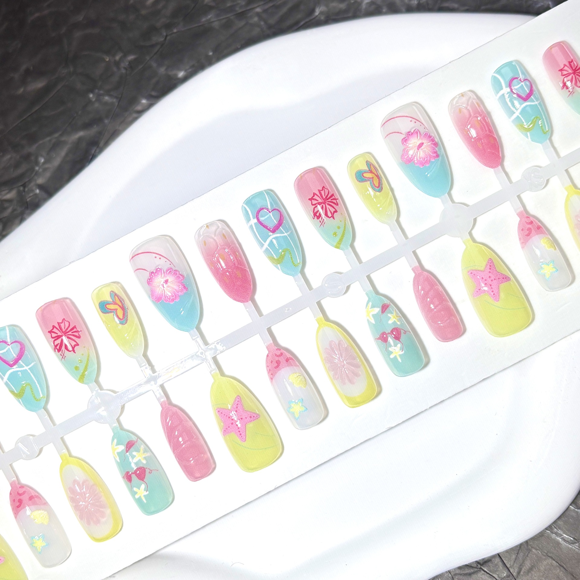 Isla de verano flor flor ins dopamina usar uñas estereoscópicas lindas Y2K nicho diseño de parche de manicura sensación avanzada