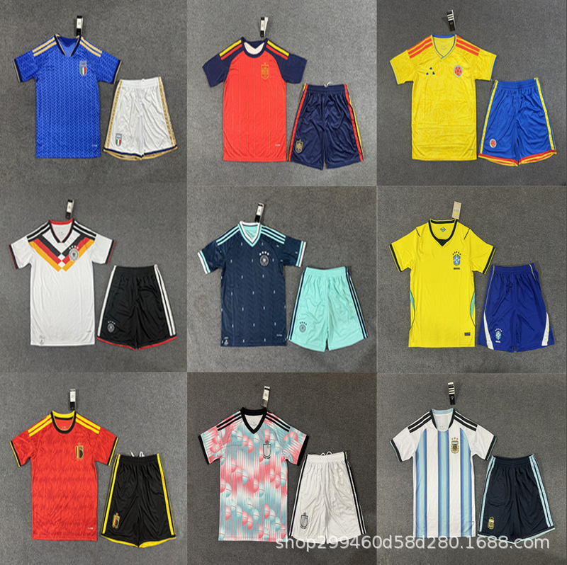 Wholesale Set of World Cup Club Football Uniforms from Brazil, Portugal, Argentina, England, Barcelona, Paris, and Real Madrid Wholesale Set of World Cup Club Football Uniforms from Brazil, Portugal, Argentina, England, Barcelona, Paris, and Real Madrid