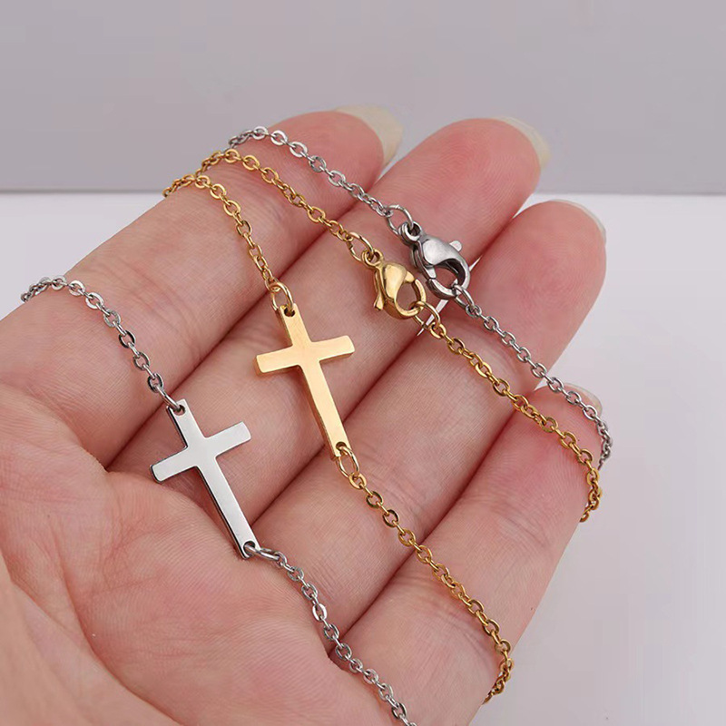 Lady Cross Titanium Steel Plating Pendant Necklace display picture 3