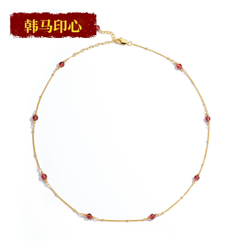 Серебряное колье S925 с натуральным гранатом «Звездное небо» для женщин, ручной работы, простое и универсальное, многослойная цепочка на ключицы