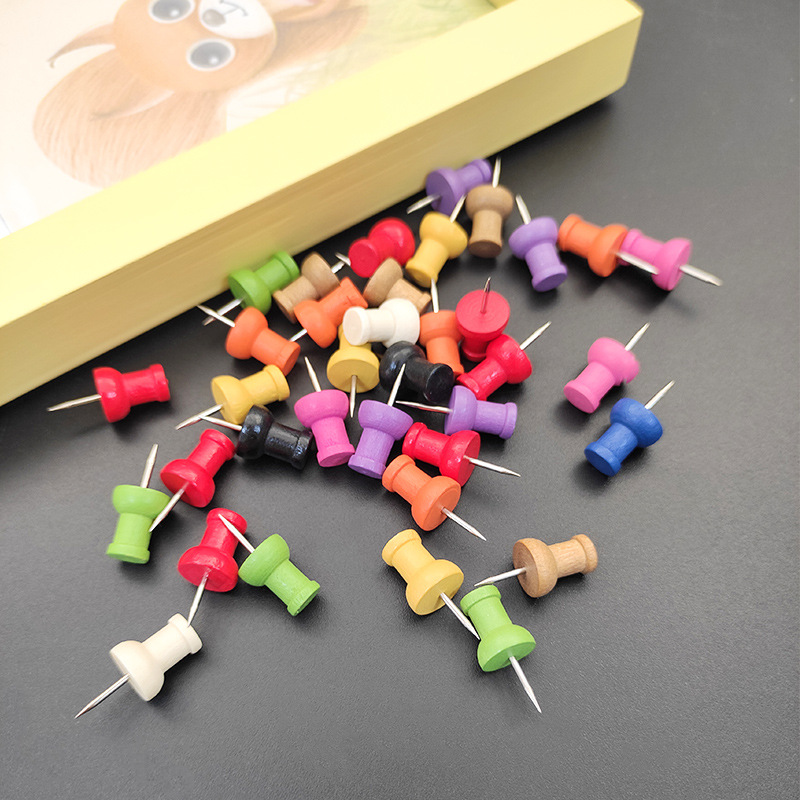 Colored Letter Stakes Drawing Pins Soft Board Nails Solid Wood Push Pins Creative Plastic Letter Stakes