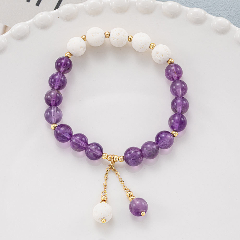 Amista natural de Uruguay pulsera de piedra volcánica de cristal minimalista para mujeres estudiantes de oficina pulsera de regalo para amigos