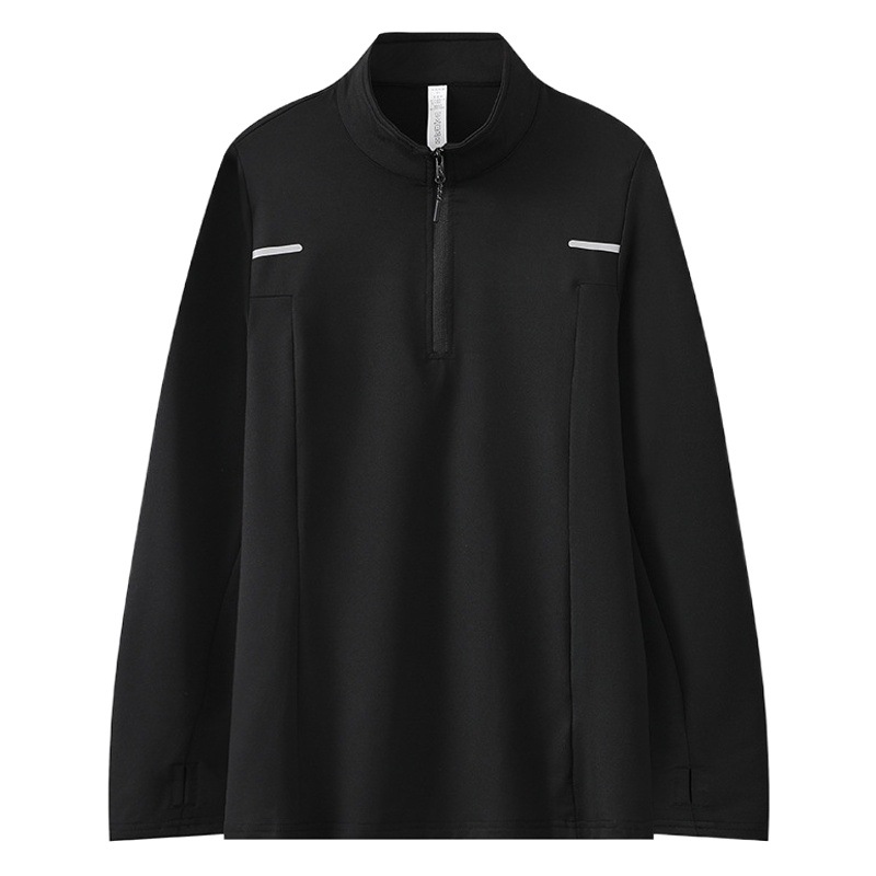 Ropa de secado rápido fitness al aire libre de los hombres Camiseta deportiva de ocio cálido collar de pie camisa de Polo de manga larga media cremallera ropa para correr