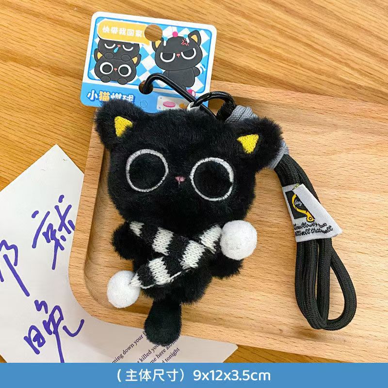 Muñecas de peluche gatos negros muñecas lindas bolsos colgantes colgantes chicas colgantes universales llaveros regalos al por mayor