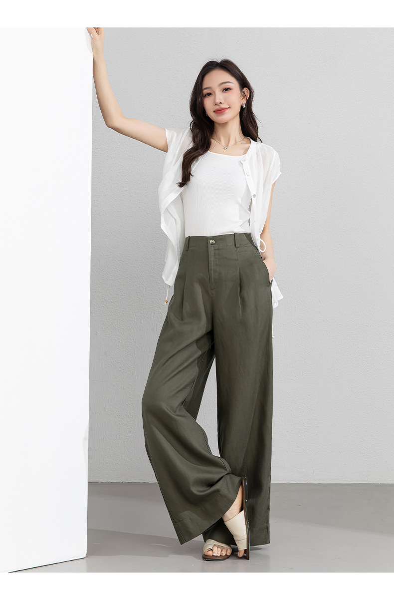 Áo sơ mi nữ linen tay không cổ đứng thắt eo dây rút thoáng mát — Ánh trăng trắng chi tiết 23