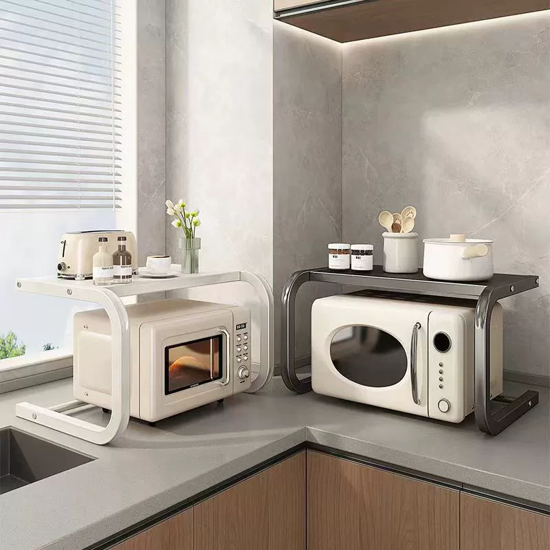 Стойка для микроволновой печи, бытовые кухонные принадлежности для хранения, новая многофункциональная кухонная настольная двухслойная стойка для хранения