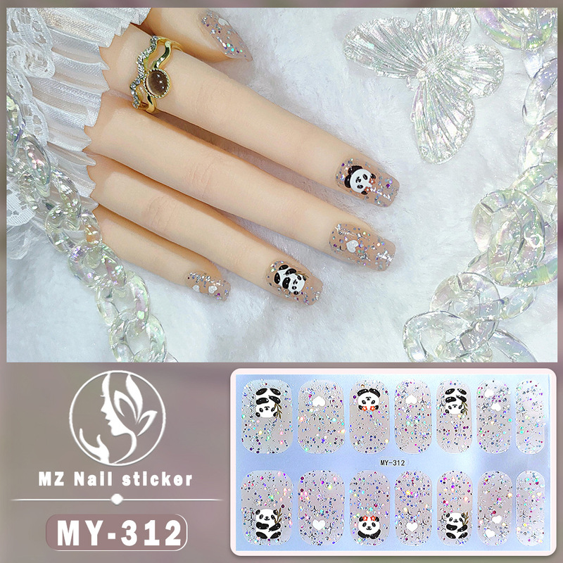 MY panda butterfly baking-free gel 5D nail stickers full nail stickers waterproof Diamond Nail Polish film