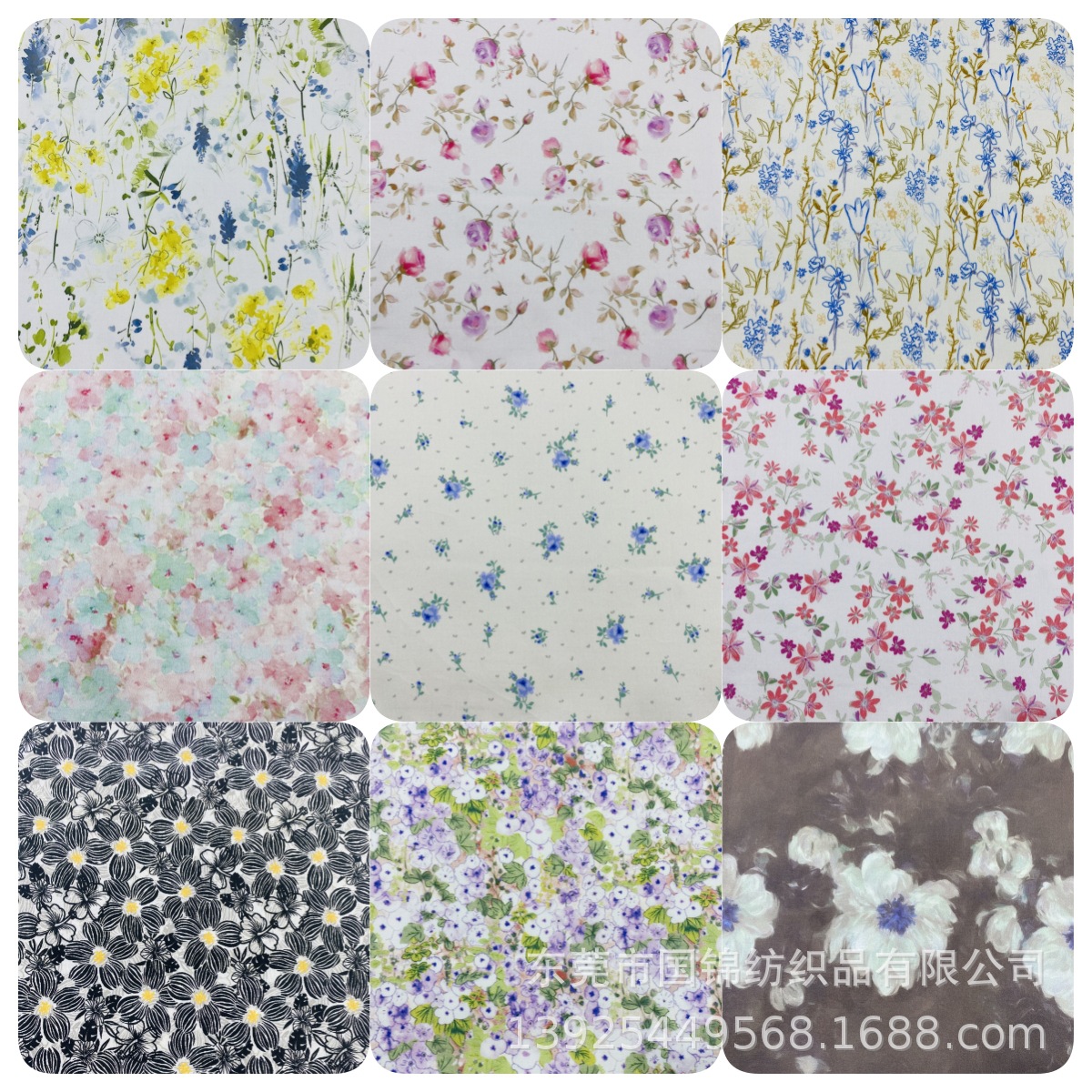 田园风小清新印花布 纯棉60支府绸印花 植物花草印花服装面料