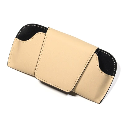 Car Glasses Clip/Bill Clip sun visor glasses case - beige-a-1-glasses-case