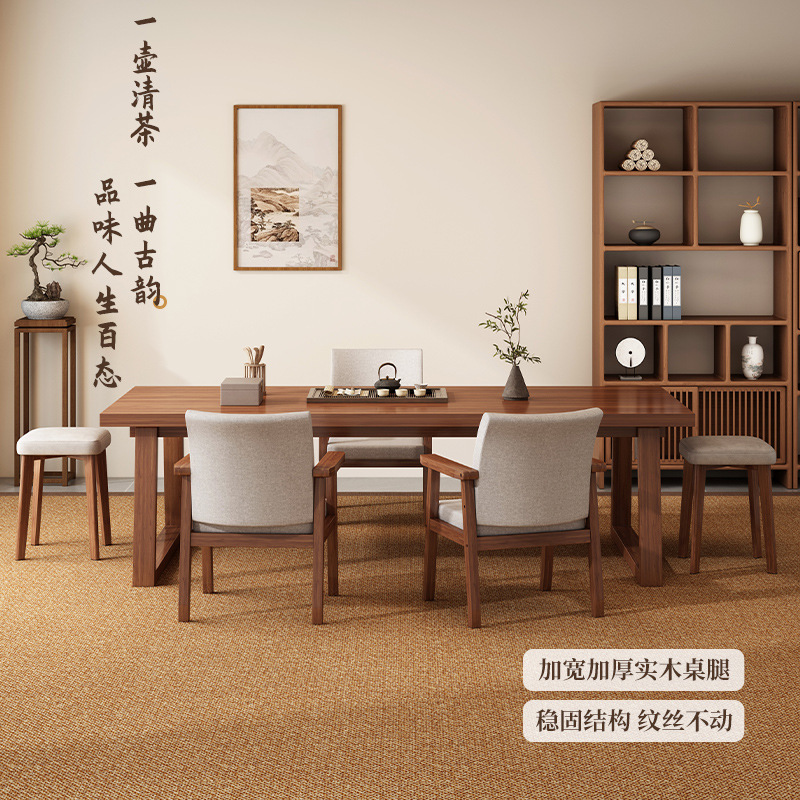 Nueva mesa de té china sala de estar doméstica 2025 nueva mesa de té de alta gama mesa de mesa de té combinación de una mesa y cinco sillas