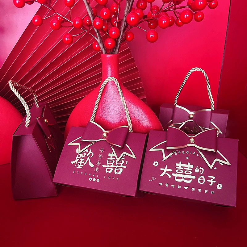 Gift box with bow, linen bag, high-quality style
