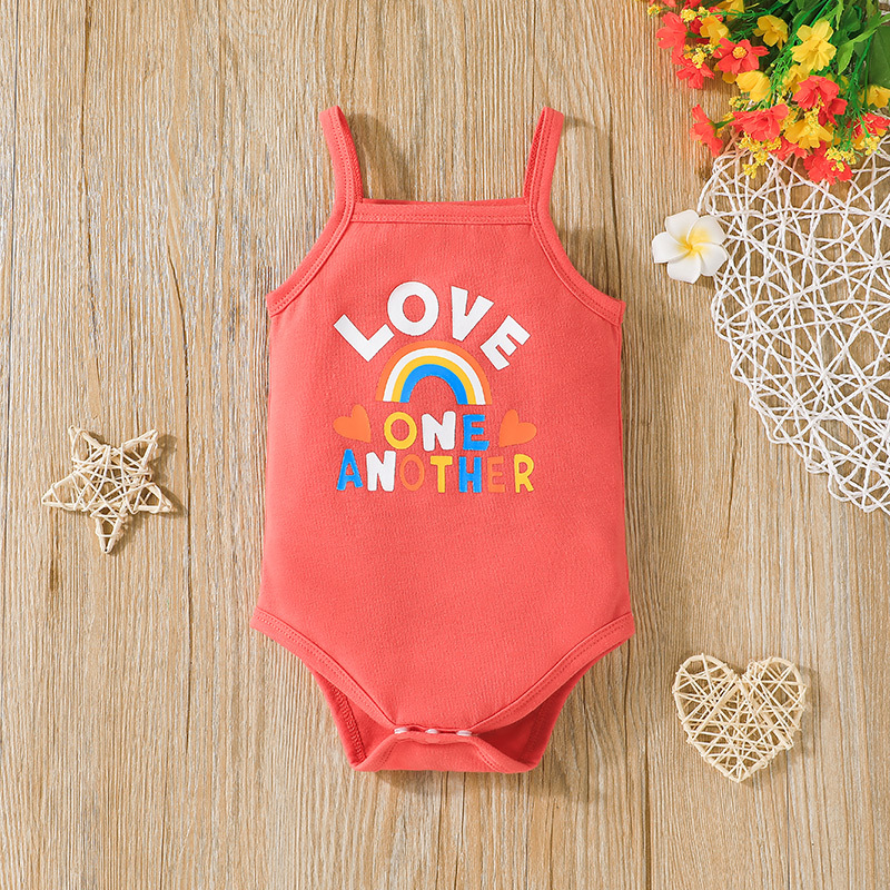 2022 Sommer Mode Infant Brief Druck Ärmellose Overall display picture 2