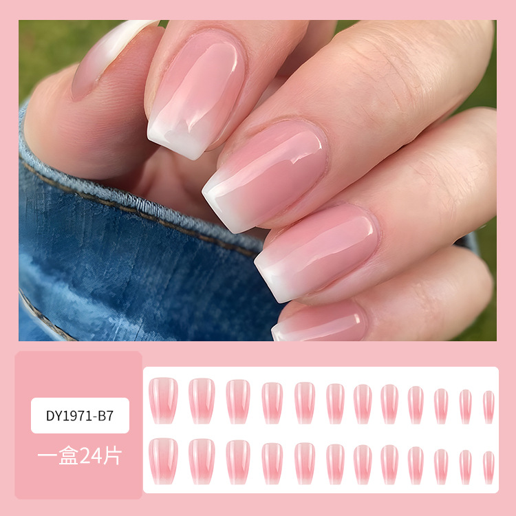 Puntas de uñas postizas de estilo europeo y americano, piezas de uñas desmontables de longitud media, uñas usables, puntas de uñas puras y elegantes.