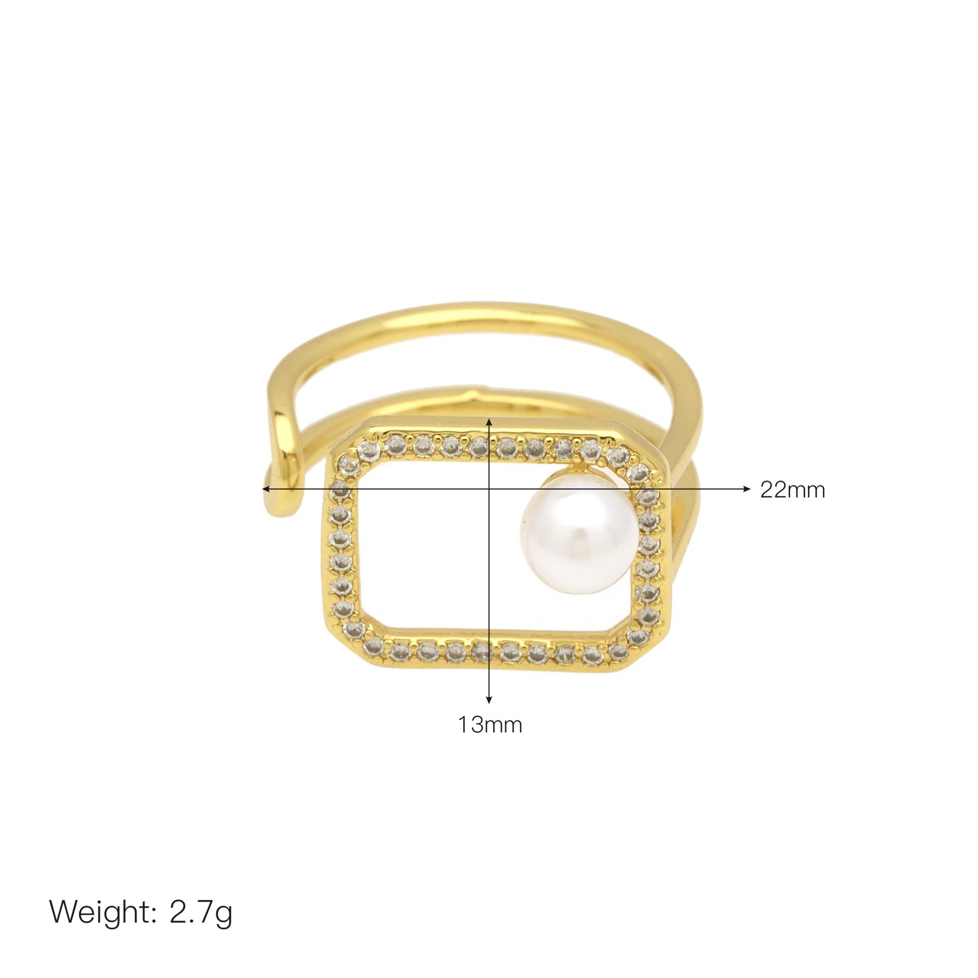 7g Weight 18K Gold Plated Plating Material Pearl, Zircon Inlay Material Open Rings Classification Adjustable Ring Size 1 Piece Quantity Holiday, Daily Occasion Copper Material Geometric, Dragonfly Pattern Women's Gender Inlay Design Simple Style, IG Style Style Copper 18K Gold Plated Inlay Geometric Dragonfly Pearl Zircon Open Rings 11