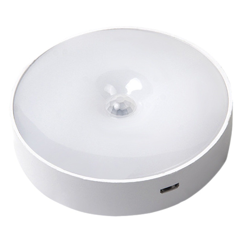 Lámpara LED con sensor nocturno recargable para dormitorio, lámpara de noche con sensor de cuerpo humano, redonda, para dormitorio, con sensor, de bajo consumo.