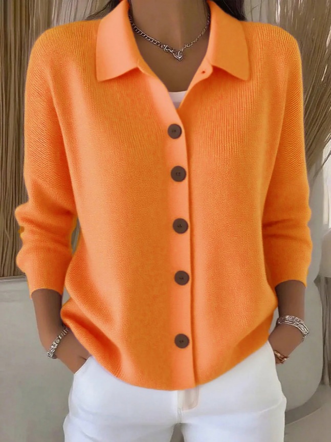 2025 Europa y los Estados Unidos botones de punto con solapa suéter cardigan abrigo otoño y invierno nuevo transfronterizo de moda casual de color sólido ropa de mujer image 8