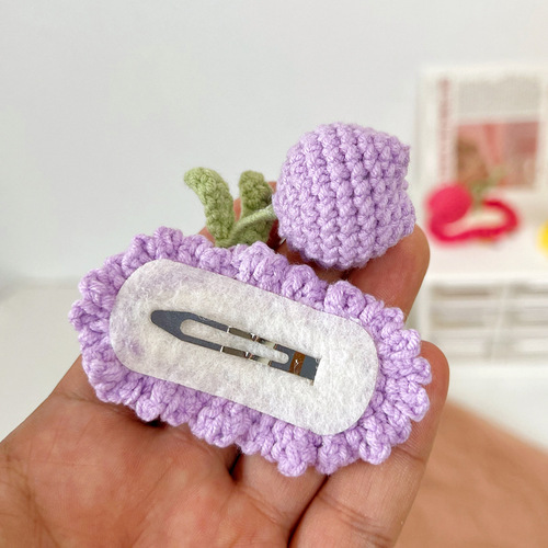 Cream Tulip Three-dimensional Handmade Wool Hairpin Wholesale Sweet Children's Top Clip BB Clip Hairpin Live Broadcast Headwear