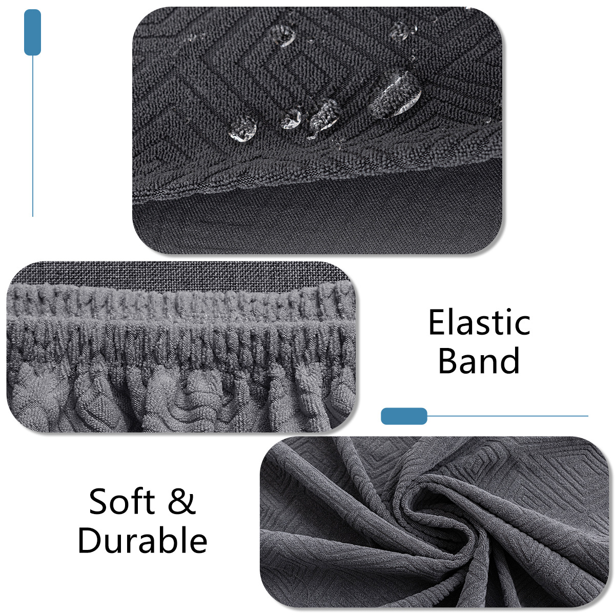 Jacquard transfronterizo palabra de retorno TPU cubierta de película impermeable cubierta de taburete con cuerda antideslizante de color sólido funda de cojín elástico para silla TEMU