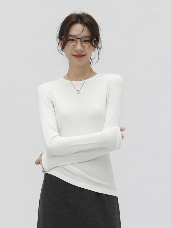 珍珠山羊绒打底衫女长袖自发热修身内搭通勤外穿圆领打底针织衫|undefined