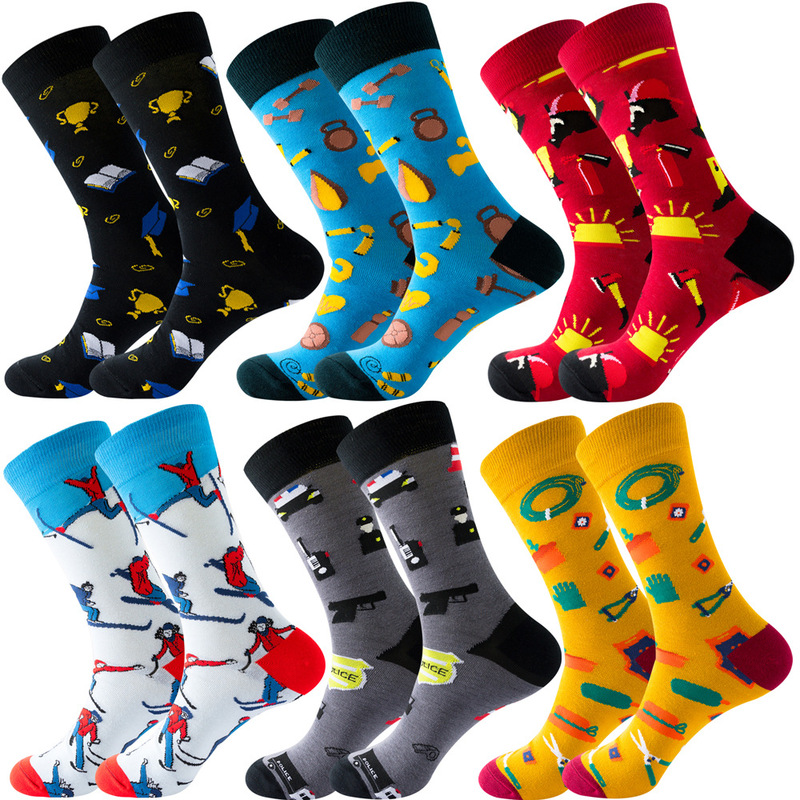 Amazon Autumn and Winter New Professional Socks Police Men's Socks Doctor Women's Socks Ski Tide Socks Gym Socks Fire Alarm
