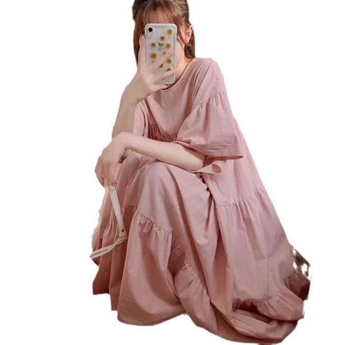 Maternity Summer Dress Long Skirt Korean Style European and American Style Fashionable Plus Size Maternity Dress for Summer Mommies