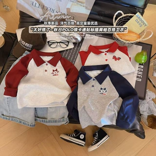 童装中小童春秋款男女童新款百搭卫衣宽松透气翻领POLO衫跨境代发