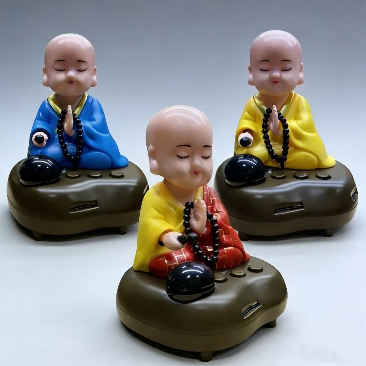 Rechargeable Little Monk Automatic Nodding Doll Solar-Powered Car Decoration Gift