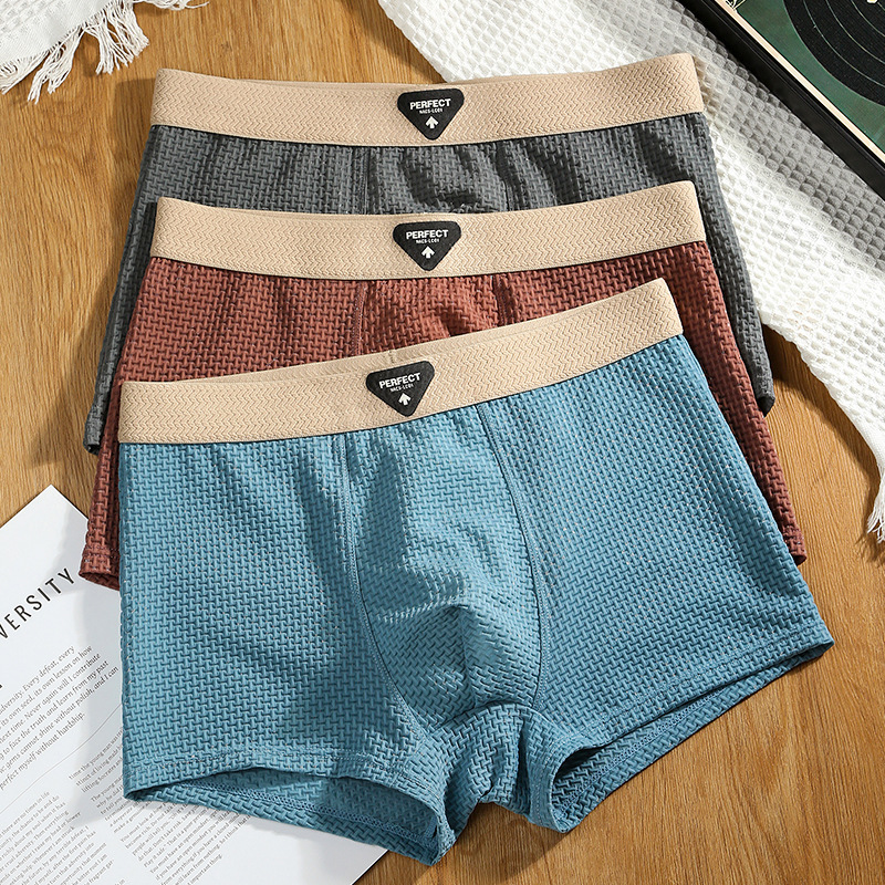 Summer Lightweight and Cool Ice Silk Men's Underwear, Fashionable and Simple Boxer Briefs, Breathable and Comfortable Mid-Waist Shorts Summer Lightweight and Cool Ice Silk Men's Underwear, Fashionable and Simple Boxer Briefs, Breathable and Comfortable Mid-Waist Shorts
