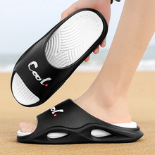 踩屎感厚底拖鞋个性简约潮流字母印花一字拖男士外穿个性时尚凉拖