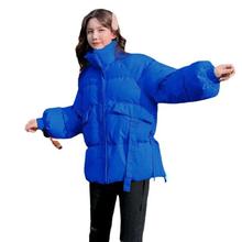 2022冬季新款時尚韓版女裝棉服女小個子面包服修身棉衣學院風系帶