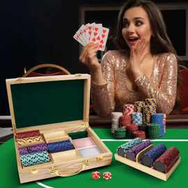 跨境木质筹码收纳盒实木带分隔格扑克筹码箱桌游筹码整理箱