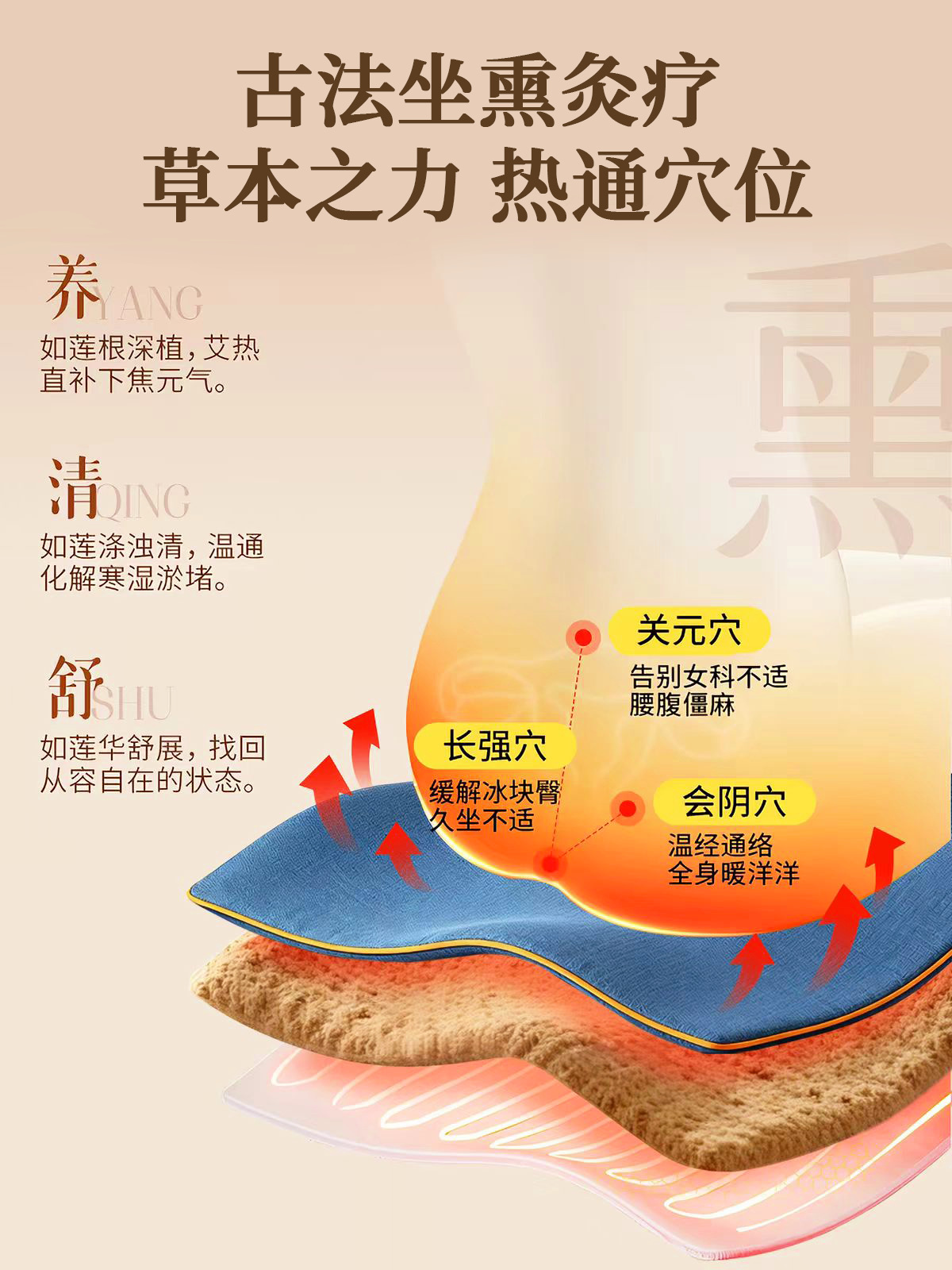 Electric Moxa Heating Seat Cushion 42cm Ai Cao Warm Therapy Pad for Office Sitting and Cold Weather Comfort quality and texture