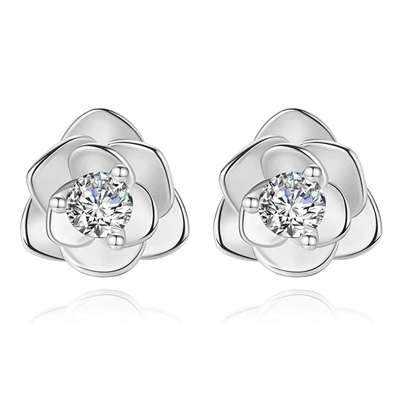 Earrings, zirconium, silver 925 sample, Amazon, Aliexpress, flowered